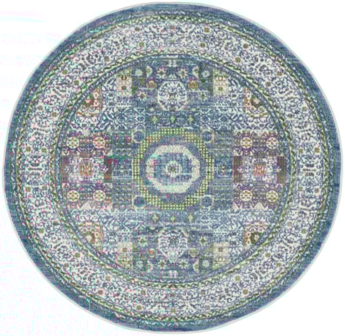 4'  Ivory Light Blue Round Rug