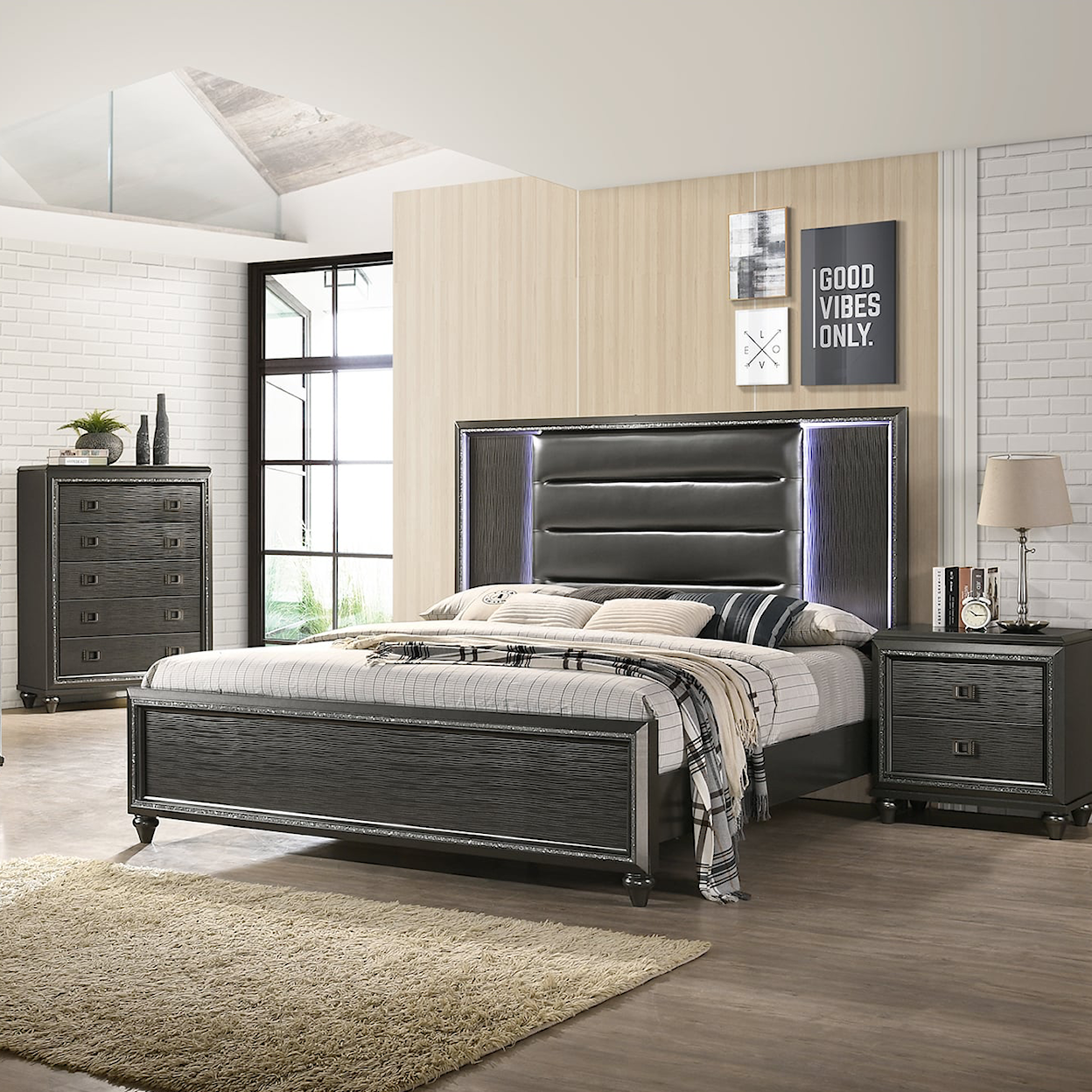 Elements International Moonstone Bedroom Set