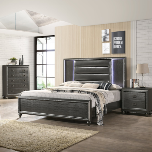 Transitional 3 Piece King Bedroom Set