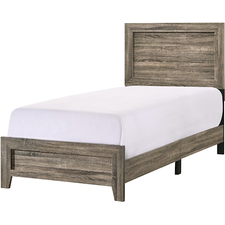 Transitional Twin Wood Panel Bed