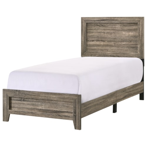 Transitional Twin Wood Panel Bed