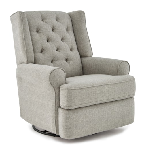 Traditional Tufted Swivel Glider Recliner with Inside Handle