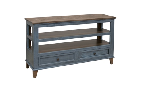 Transitional 2-Drawer Sofa Table with Open Shelving