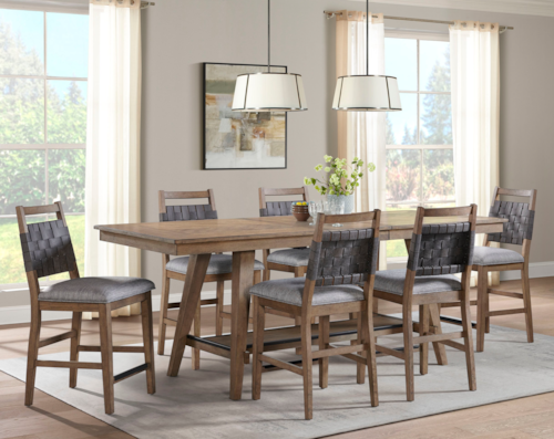 Transitional 7-Piece Counter-Height Dining Set