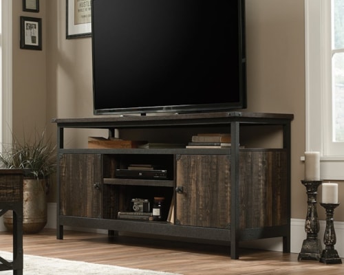 Industrial TV Credenza with Adjustable Shelves