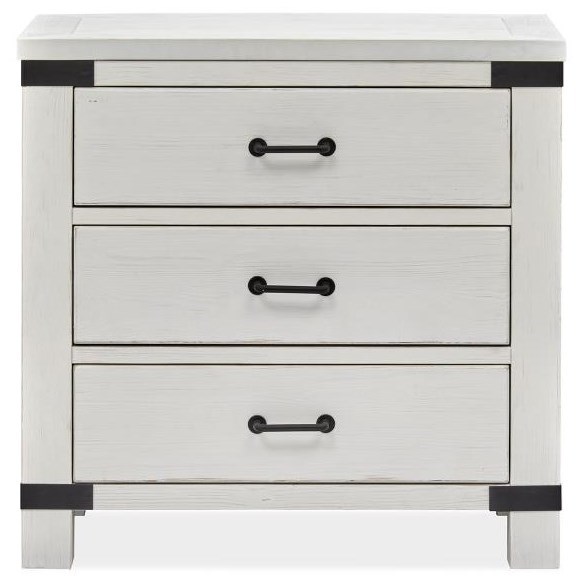 Magnussen Home Harper Springs Bedroom B5321-08 Industrial Farmhouse 3-Drawer Bachelor Chest With ...