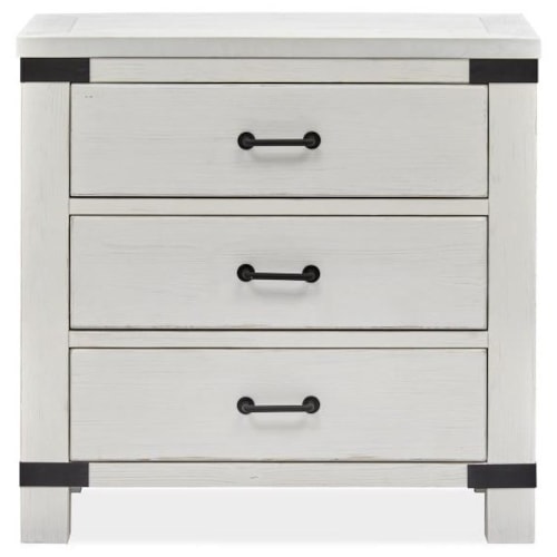 Industrial Farmhouse 3-Drawer Bachelor Chest with Metal Accents
