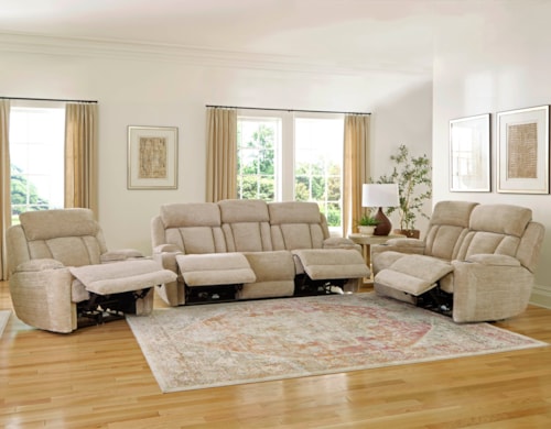 Casual 3-Piece Power Reclining Living Room Set with Power Headrests