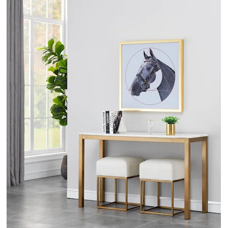 Contemporary Console Table with Set of Stools