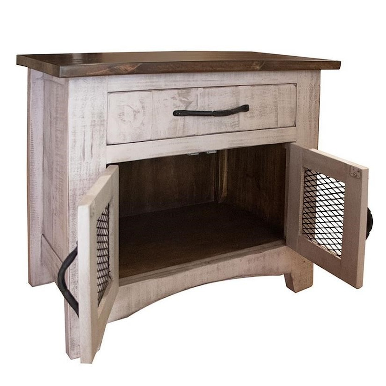 International Furniture Direct Pueblo Nightstand with 1 Drawer and 2 Doors