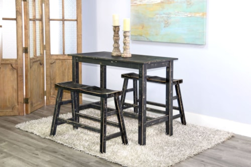 Farmhouse Mahogany Wood Dining Set