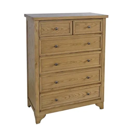Transitional 6-Drawer Chest with Antique Brass Pulls
