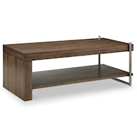 Transitional Rectangular Cocktail Table with Open Storage Shelf