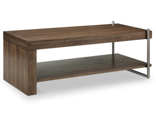 Transitional Rectangular Cocktail Table with Open Storage Shelf