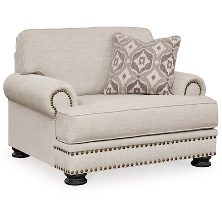 Transitional Chair & 1/2 with Rolled Armrests & Nail-Head Trim