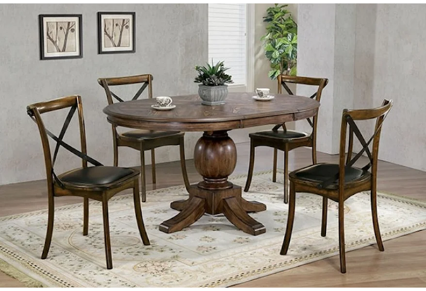 August Oval Dining Table Set by Furniture of America at Dream Home Interiors