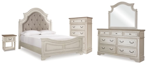 Queen Panel Bed Dresser, Mirror, Chest And Nightstand