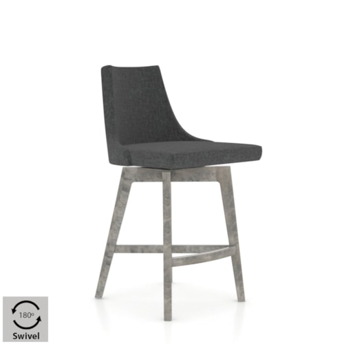 Mid-Century Modern Upholstered Swivel Stool