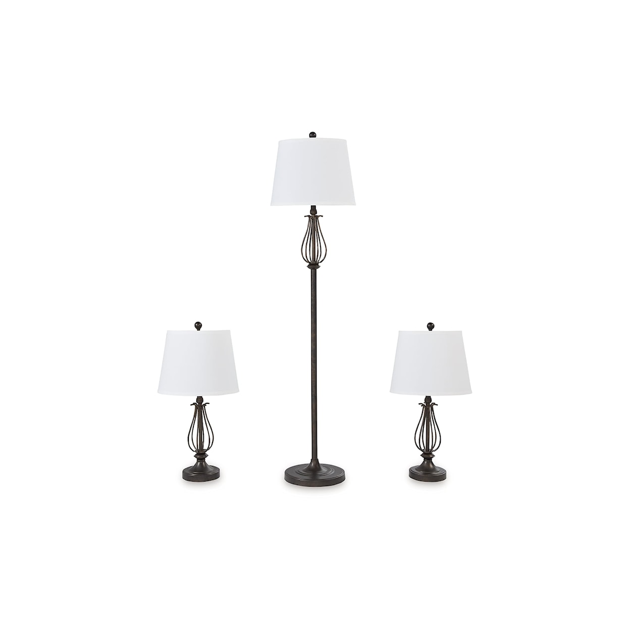 Signature Design by Ashley Brycestone Metal Floor Lamp with 2 Table Lamps