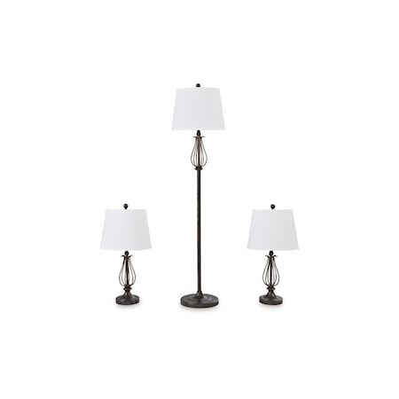 Metal Floor Lamp with 2 Table Lamps