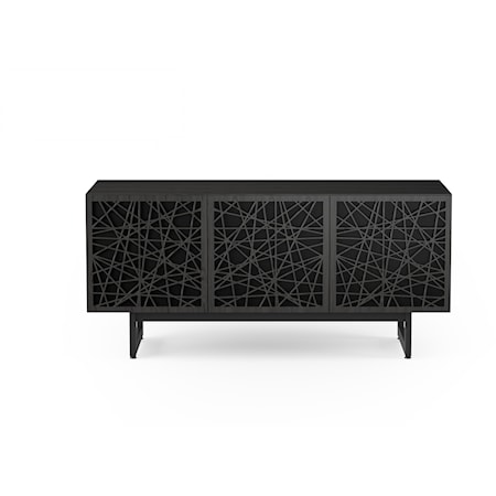 Contemporary 3-Door Media Cabinet with Ricochet Pattern