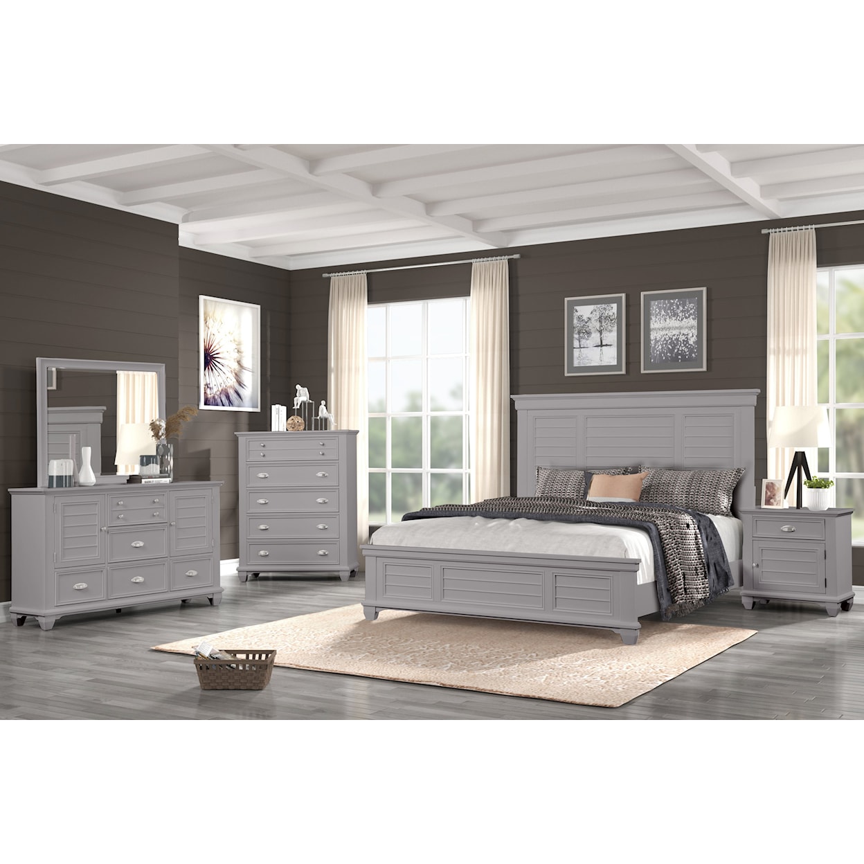 New Classic Furniture Jamestown 5-Piece Cal. King Panel Bedroom Set