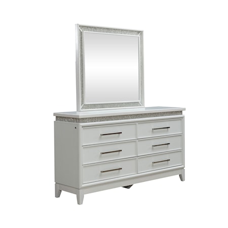 6-Drawer Dresser with LED Mirror