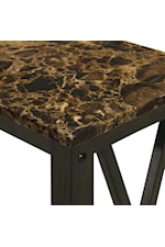 New Classic Eden Contemporary End Table with Shelf and Faux Marble Top