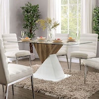 Contemporary Dining Table with Two-Tone Base 
