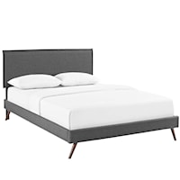 Full Fabric Platform Bed with Round Splayed Legs