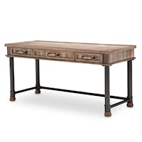 Rustic 3-Drawer Writing Desk with Velvet-lined Drawers