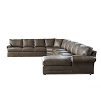 Tyson 7-Seat Sectional Sofa with Panel Arms, T-Cushion, & Nailheads