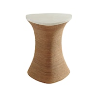 Haley Woven Accent Table with White Stone Top