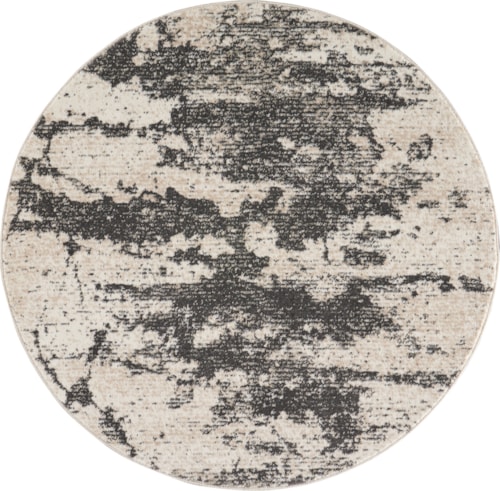 5'3"  Ivory/Grey Round Rug