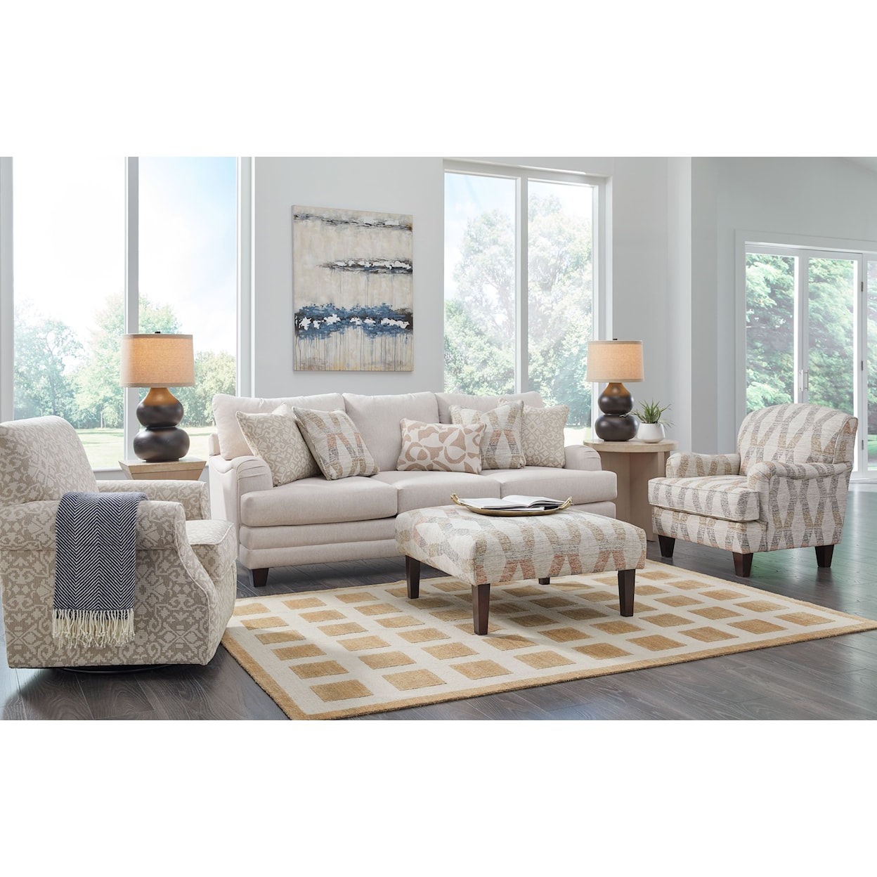 Fusion Furniture 4480 BLAIR CREAM Living Room Set