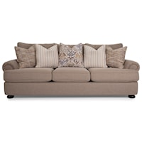 Traditional 99 Inch Sofa with Scattered Back Pillows