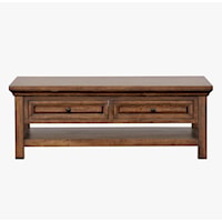 Transitional 2-Drawer Rectangular Coffee Table with Lower Storage Shelf
