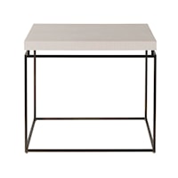 Contemporary End Table with Metal Base