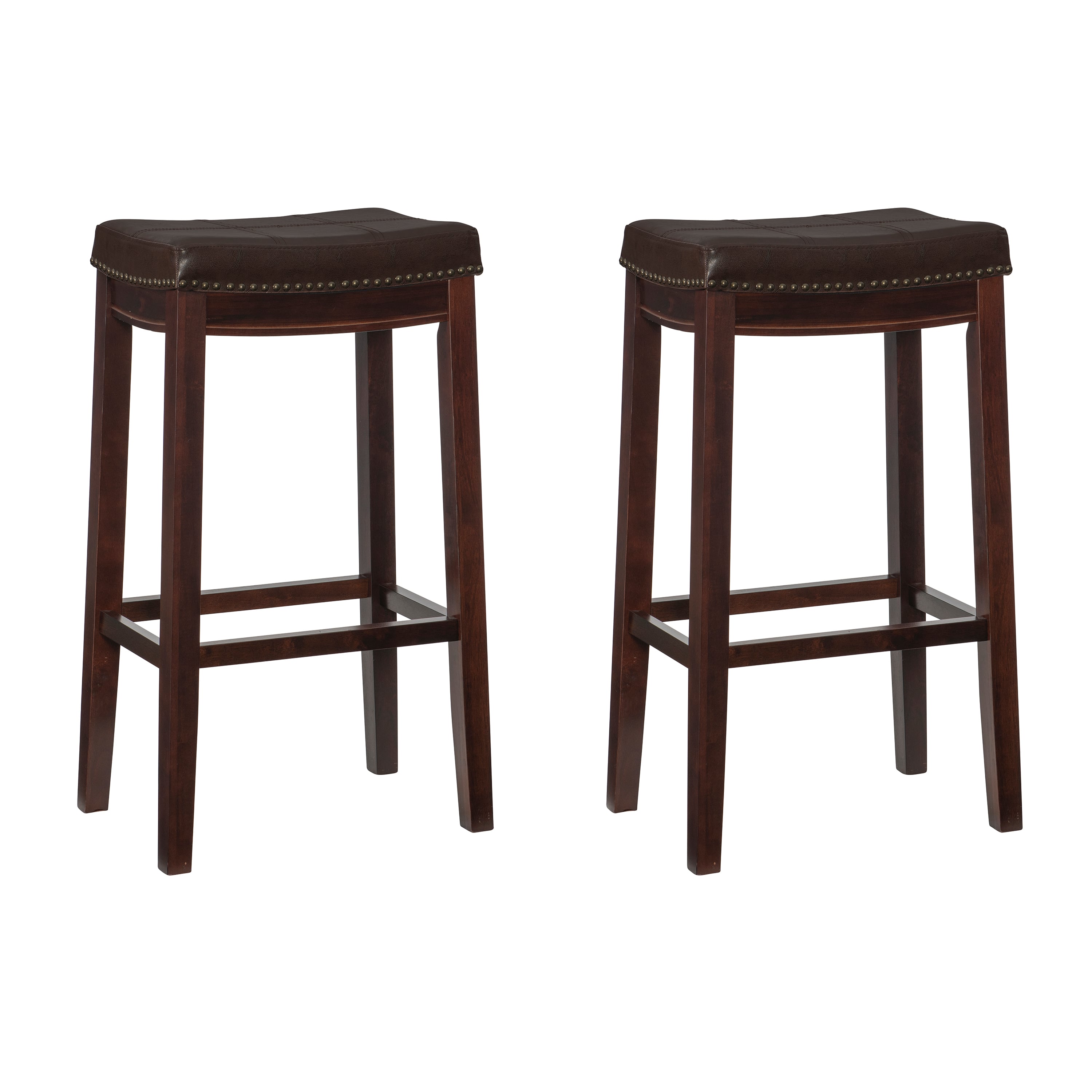 Transitional Upholstered Bar Stool with Nail-Head Trim