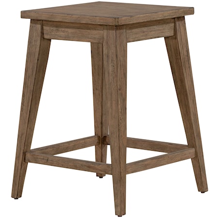 Rustic Console Stool with Tapered Legs and Footrest