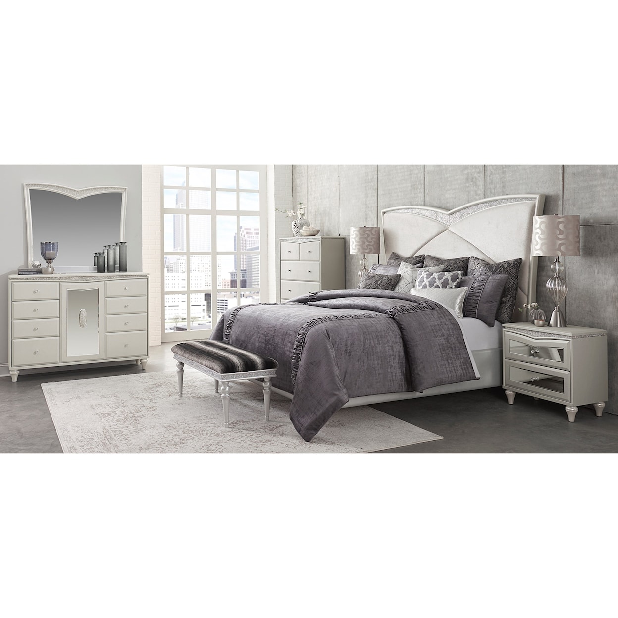 Michael Amini Melrose Plaza Queen Upholstered Bed