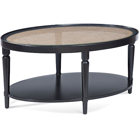 Transitional Cocktail Table with Cane Insert Top