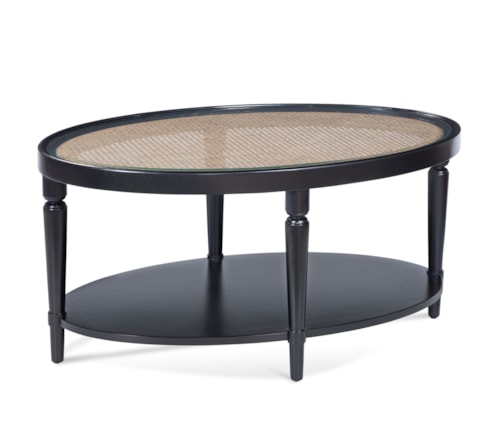 Transitional Cocktail Table with Cane Insert Top
