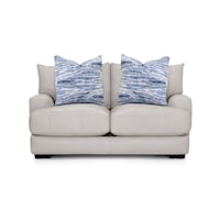 Contemporary Stationary Loveseat with Track Armrests