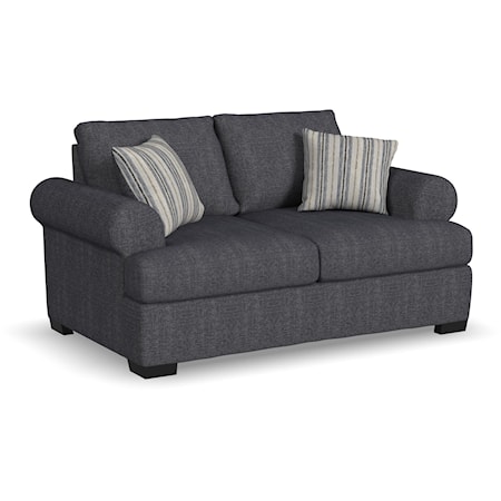 Contemporary Extra Large Loveseat with Rolled Arms