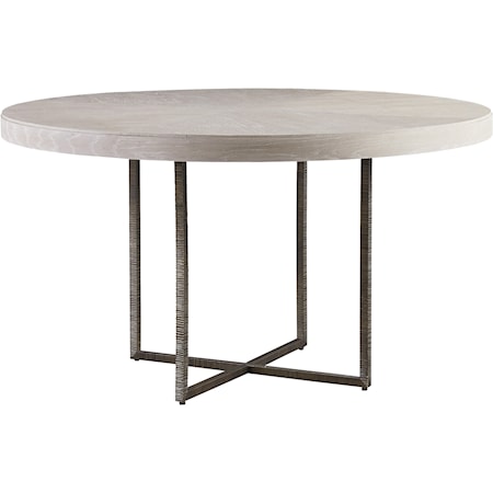 Contemporary Round Dining Table with Bronze Base