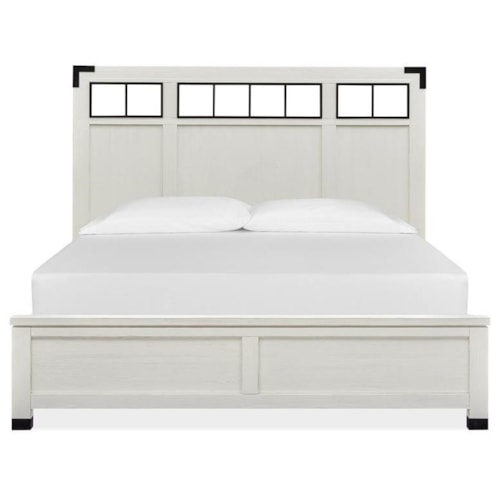 Industrial Farmhouse King Panel Bed with Low Profile Footboard
