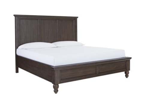 Transitional King Panel Bed with Headboard USB Charging Ports