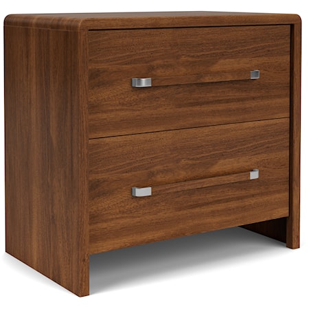 Mid-Century Modern 2-Drawer Nightstand with USB Port