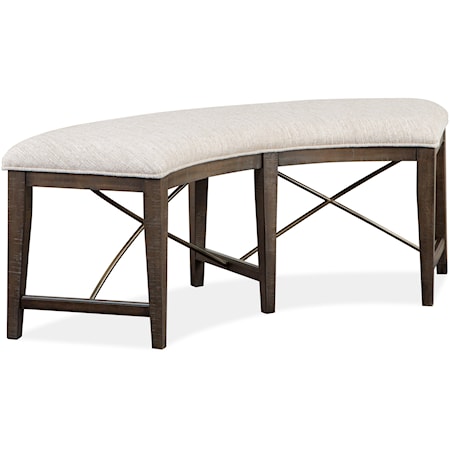 Curved Dining Bench with Upholstered Seat